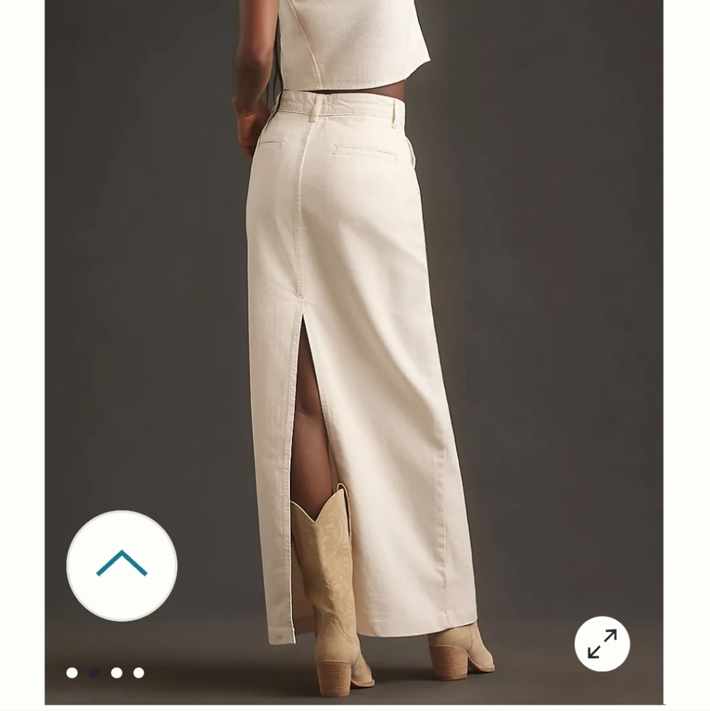 Reformation Myles Denim Maxi Skirt In Fior Di Latte - Picture 5 of 16